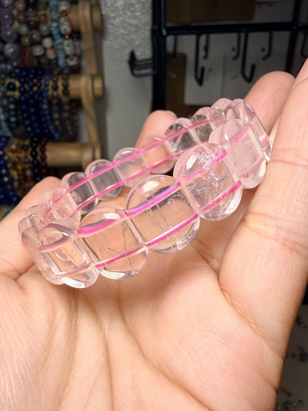 Clear Rose Quartz Soft Bangle Genuine Gemstone Bracelet